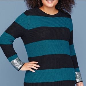 Lane Bryant 22/24 Striped Sweater w/ sequin cuffs